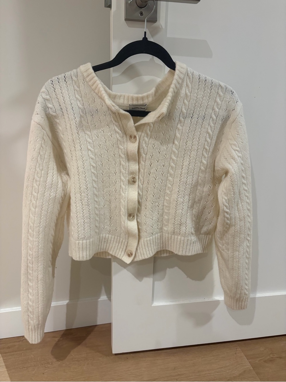 Sunday Best Cream Cable Cropped Button-Front Cardigan *Shrunk